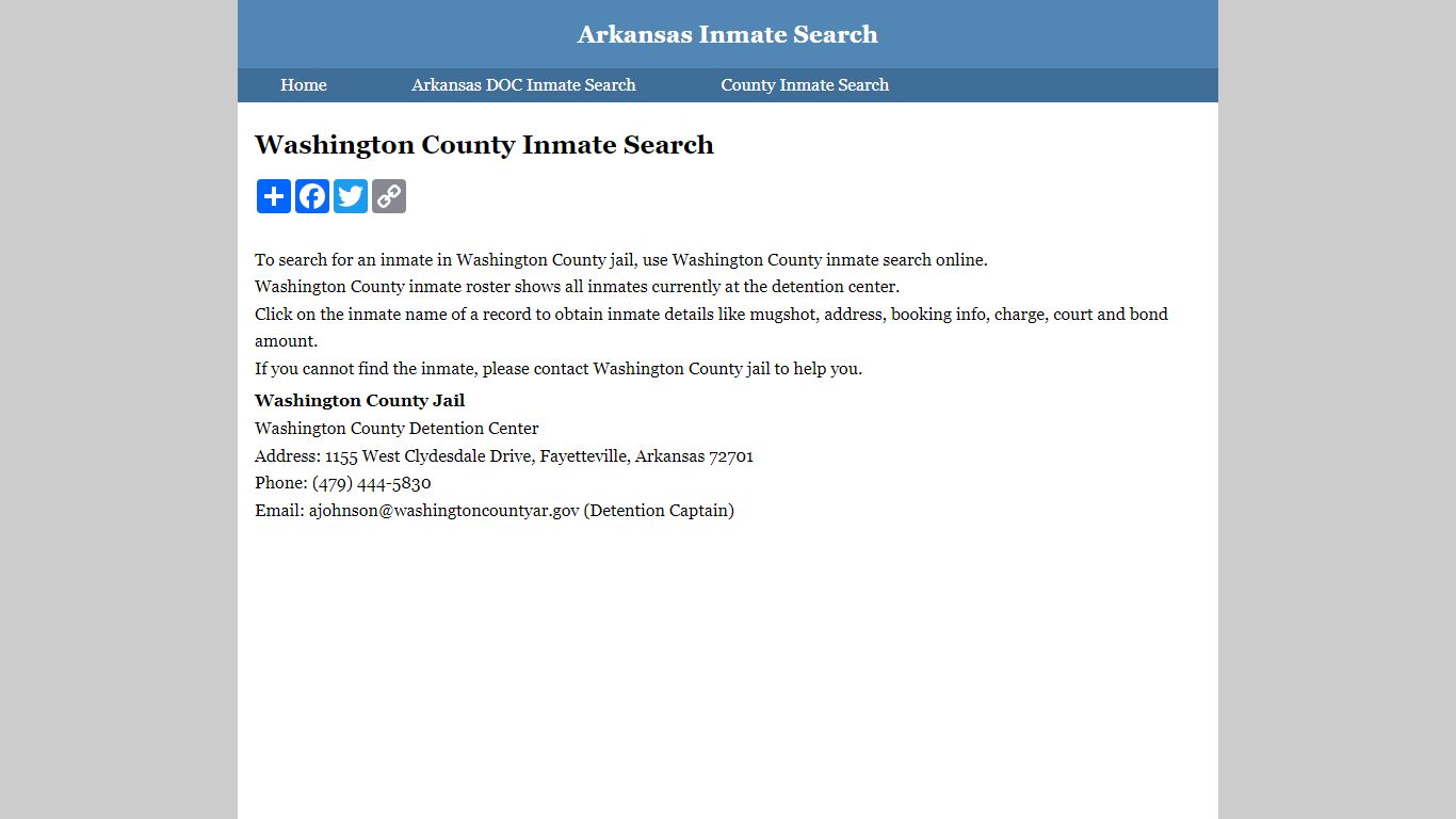 Washington County Inmate Search